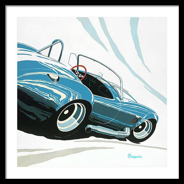 Blue Shelby Cobra Muscle Car Framed Print - Arthur Benjamins