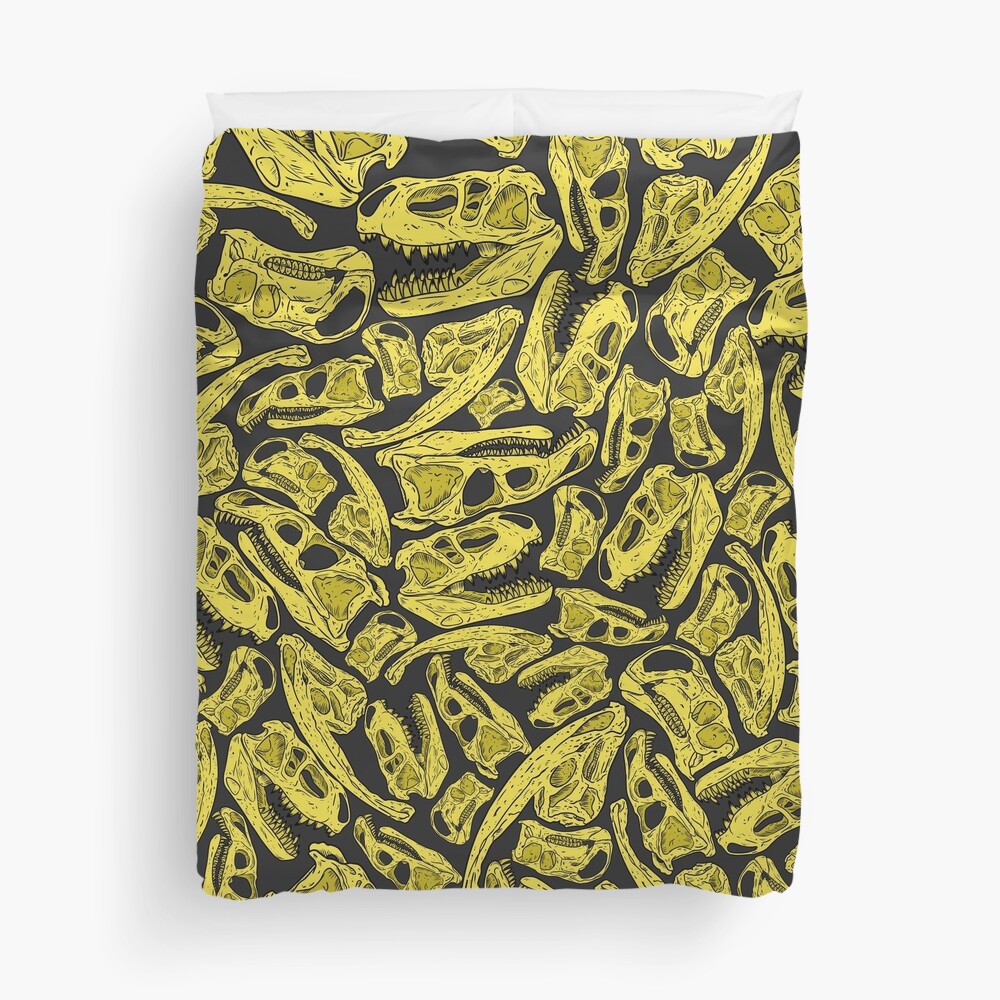 25 dinosaur duvet covers you should see | Dino skulls yellow flash Duvet Cover by MrDoktor Source: Redbubble
