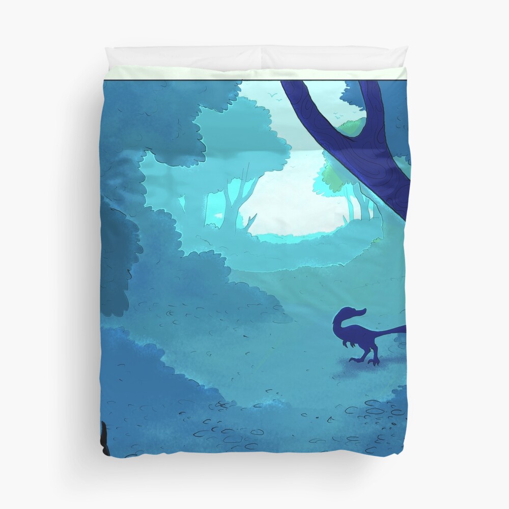 25 dinosaur duvet covers you should see | Dromaeosaur dinosaur in blue Duvet Cover by Flumpy Tripod | Source: Redbubble