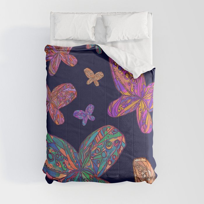 i got butterflies hand-drawn pattern comforter by JJ Barrows