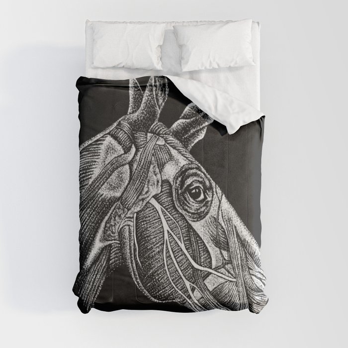 Anatomy of a Unicorn on Black Comforters by Cortney Palmer Art
