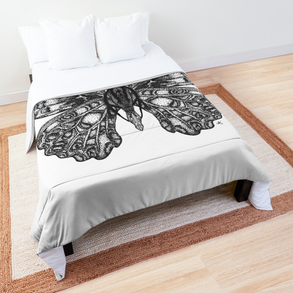 Black and White Butterfly Solid and Patterned Comforter by cait-nandez