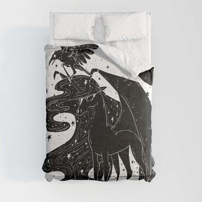 Dark Wings Black Unicorn Comforters by kaylar