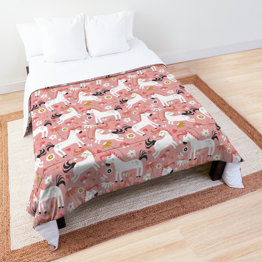 I believe in Unicorns and magic pink pattern Comforter by maebywild