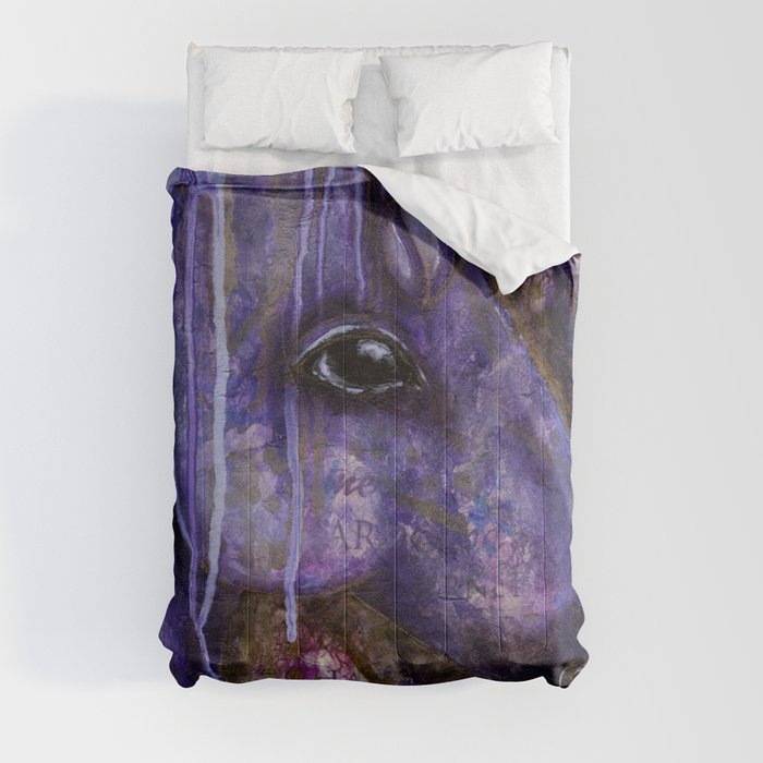 Keaton - Purple Unicorn Comforters by Selena Stevens Art