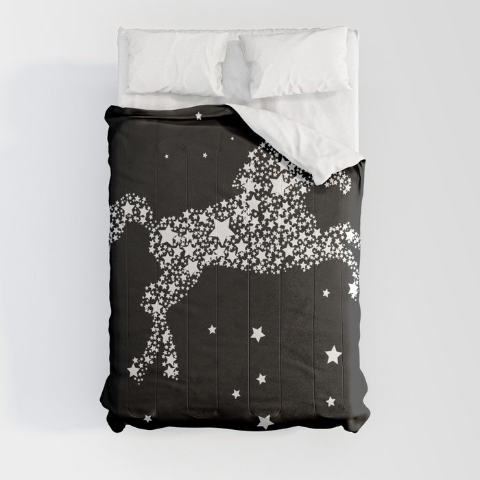 Made of Stars - Black Unicorn Comforters by Kookyphotography