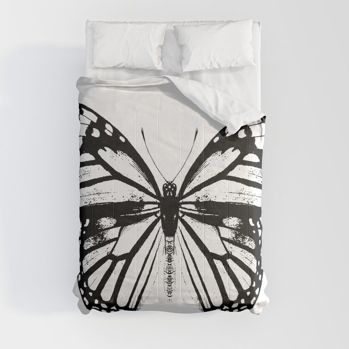 Vintage Monarch Butterfly Black and White Comforters by Eclectic at Heart