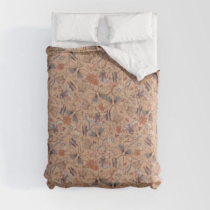 Moths and desert beige Comforters by smallDrawing