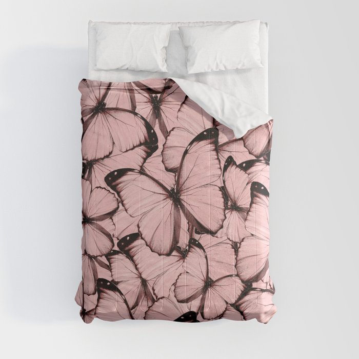 Pink Butterflies Pattern Comforters by cafelab