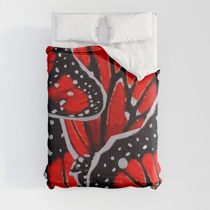 Red monarch butterfly Comforters by Matthias Hennig