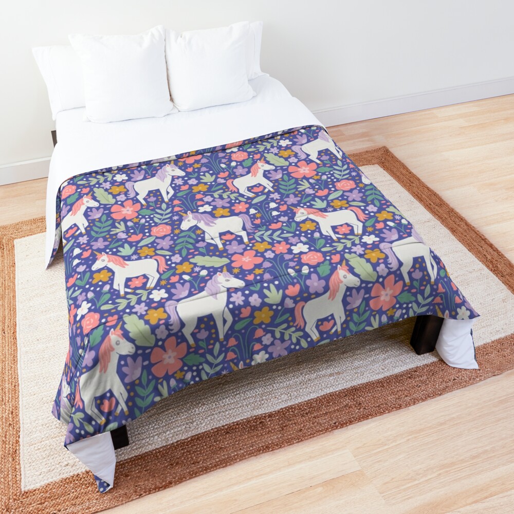 Unicorn Garden - Iris Comforter by Meghan Hageman (latheandquill)
