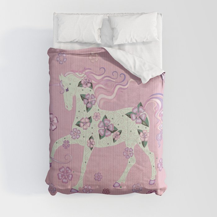 Unicorn Pink Paper Comforters by Simone Phillips Art