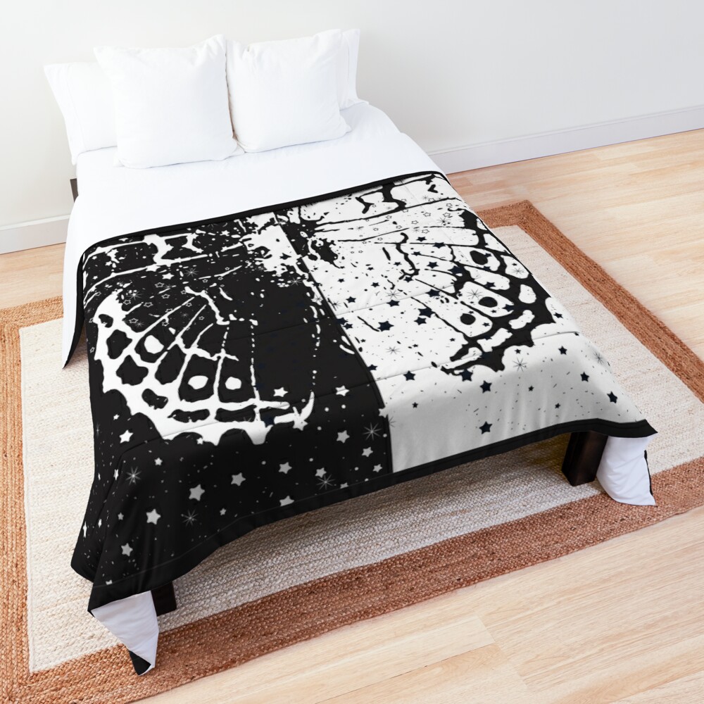 cicily | butterfly black and white explosion Comforter by wicca-draws