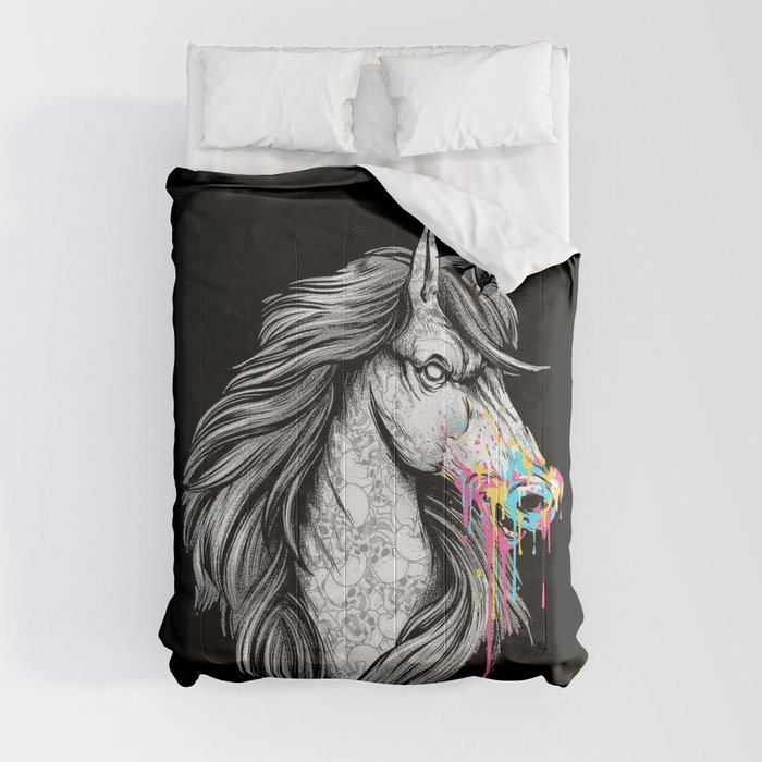 Black and White unicorn Comforters by kleftouis