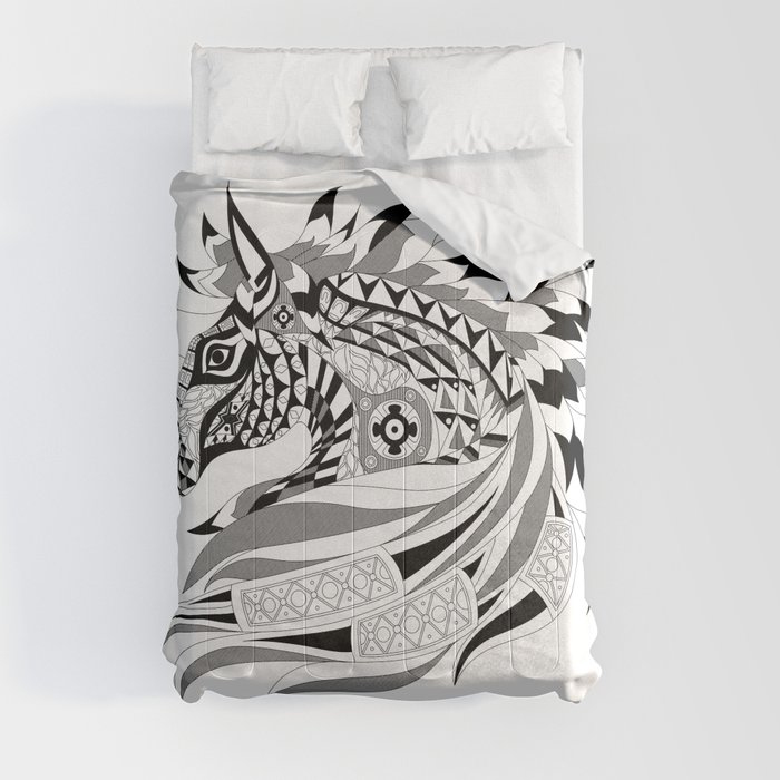 Black horse unicorn ecopop Comforters by Jorge lebeau