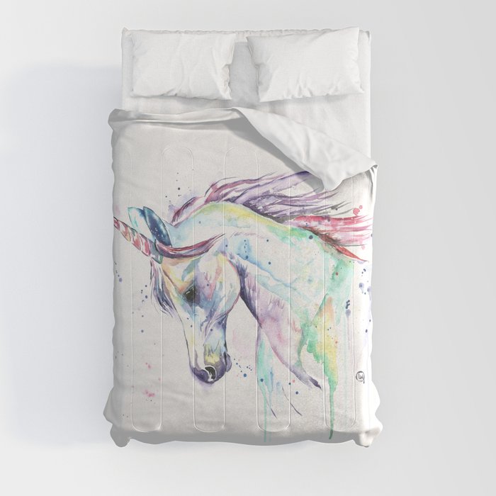 Colorful Unicorn Watercolor Painting - Kenzies Unicorn Comforters - Lisa Whitehouse