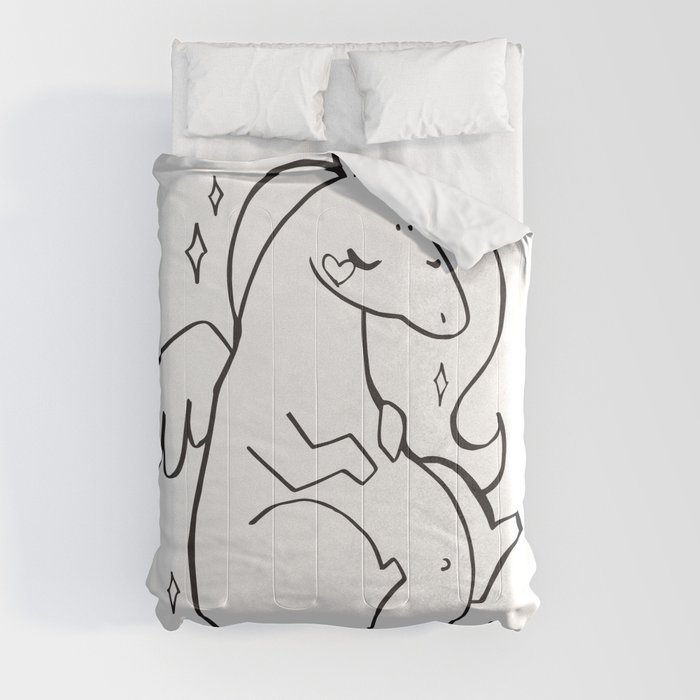 Fatbulous - White unicorn lineart Comforters by Eliu