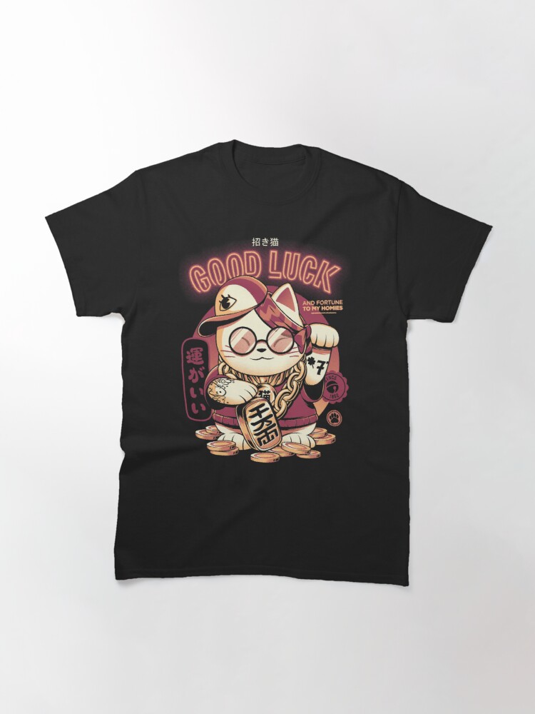 Lucky Cat Tee Black by Ilustrata Design