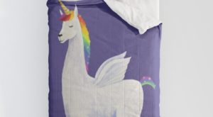 Unicorn comforters you need to see | Llamacorn by Rosalie Street | Source : Society6