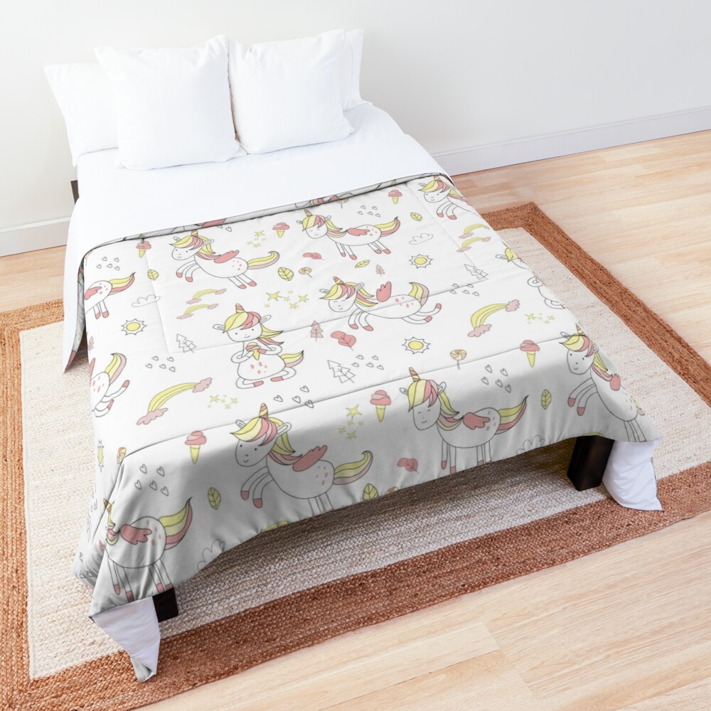 Cute unicorn seamless pattern design Comforter by sandewo
