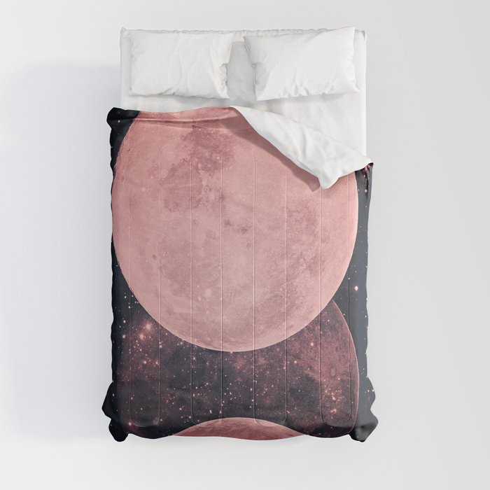 Pink Moon Phases Comforter by cafelab