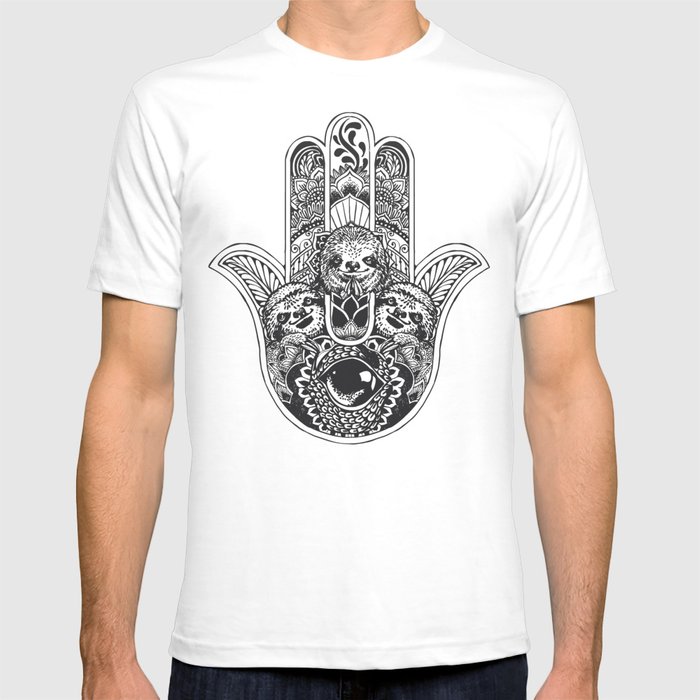 Hamsa Hand Sloth T Shirt by Huebucket