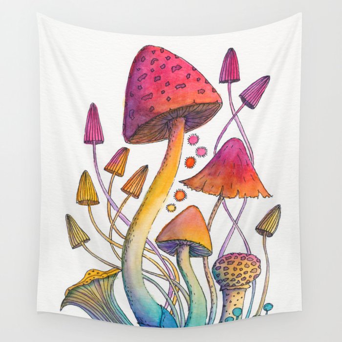 Mushroom Magic Wall Tapestry by Anne Louw