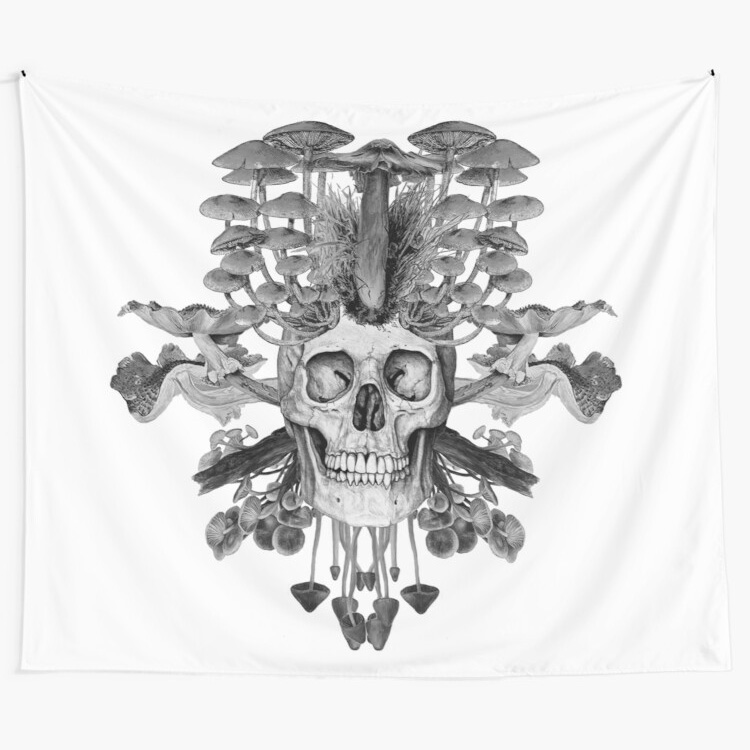 Mushroom Skull Tapestry by PeterAndrew