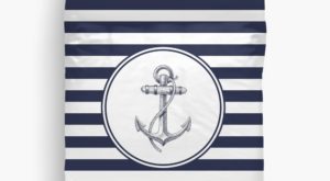 Nautical Comforter Designs / Anchor and Navy Blue Stripes Nautical Comforter by FantasyDesigns