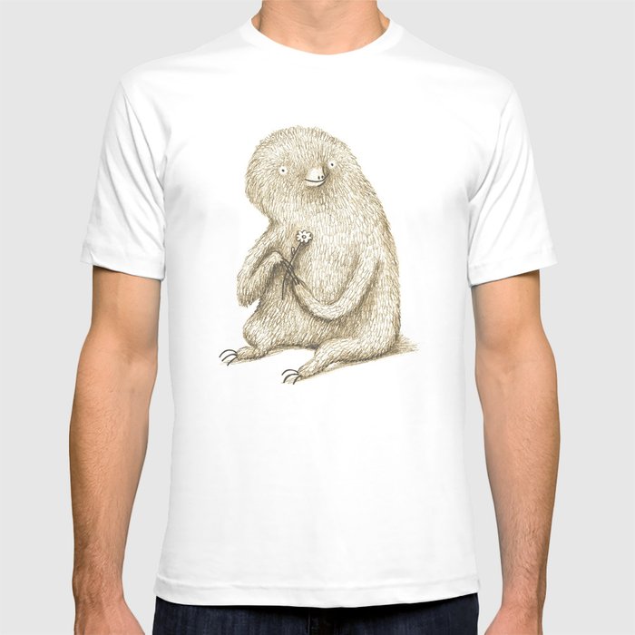 Sloth With Flower T Shirt by Sophie Corrigan