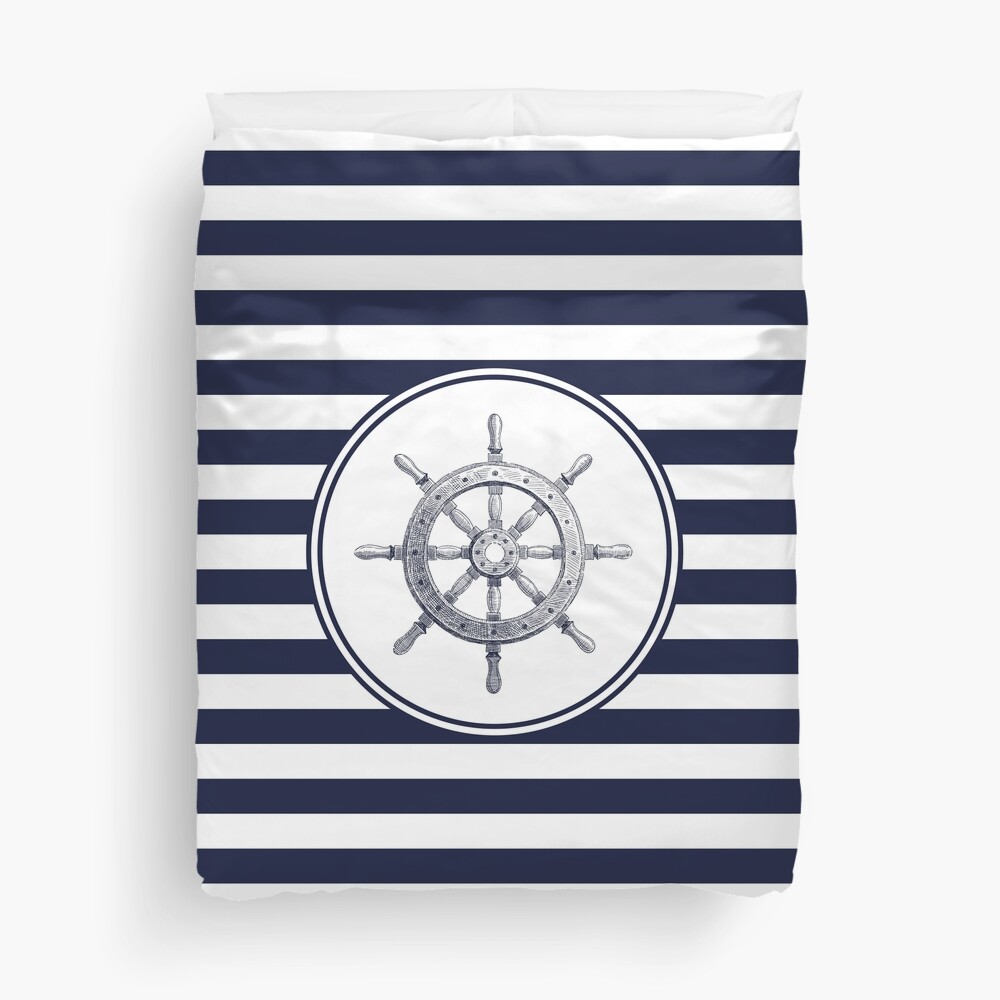 Steering Wheel and Navy Blue Stripes Comforter by FantasyDesigns