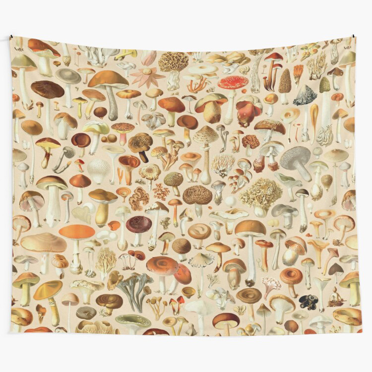 Vintage Mushroom Designs Collection Tapestry by PixelHunter