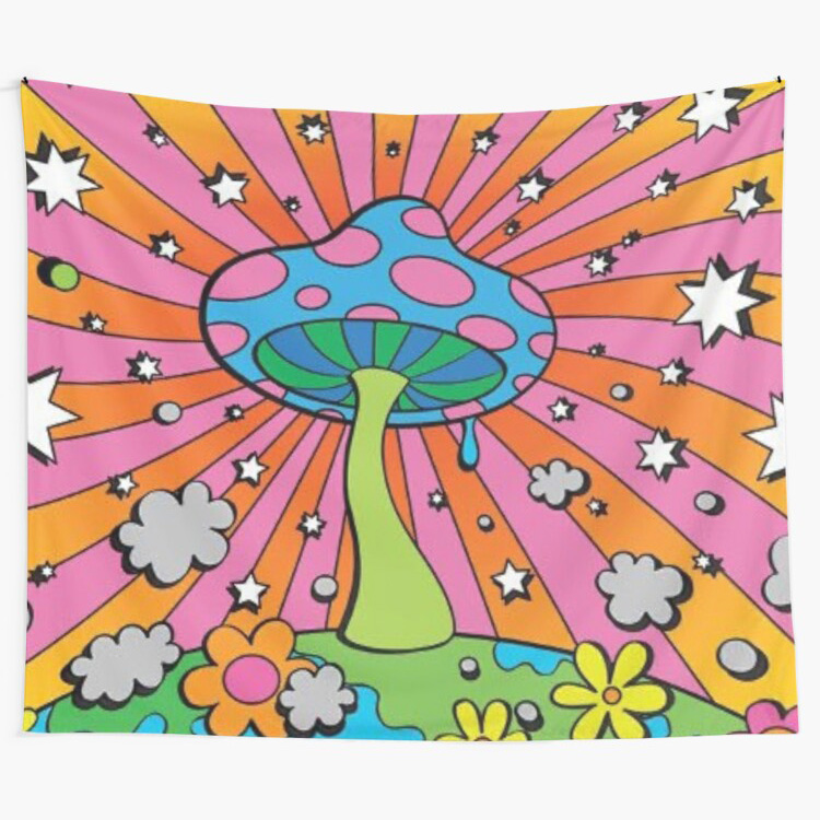 trippy mushrooms stars design Tapestry by stupid bitvhes designs